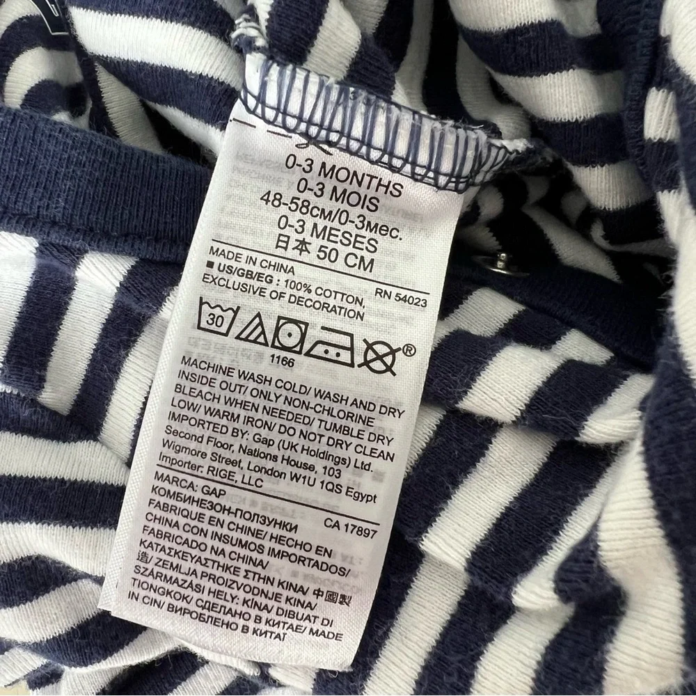 GAP Baby Navy Striped Cotton Footie, 0-3mo